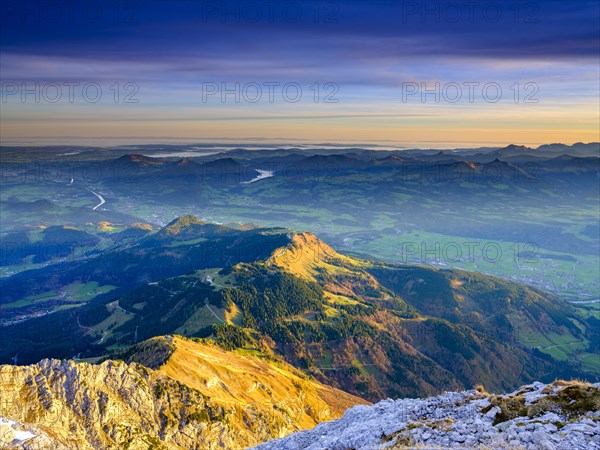 View from the summit of Hoher Goell of the Rossfeld and the Salzach valley