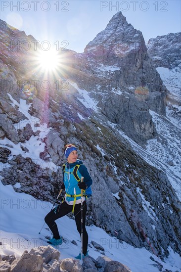 Mountaineer in snowy