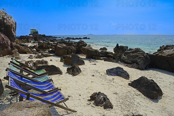 Beach with limestone rocks on Koh Khai Island