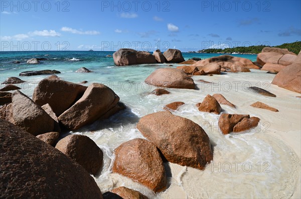 Granite rocks on the beach of Anse Source dArgent