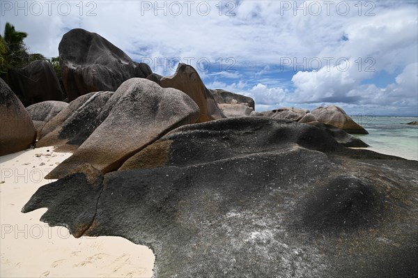 Granite rocks on the beach of Anse Source dArgent