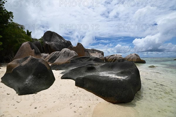 Granite rocks on the beach of Anse Source dArgent