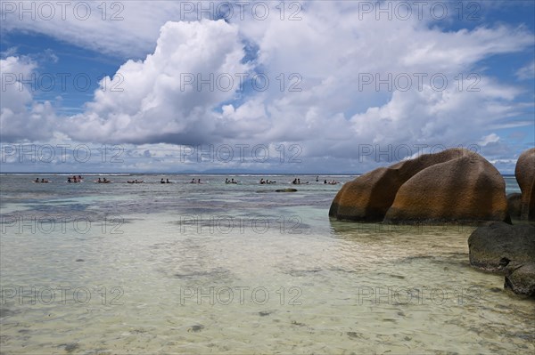 Boating on the beach at Anse Source dArgent