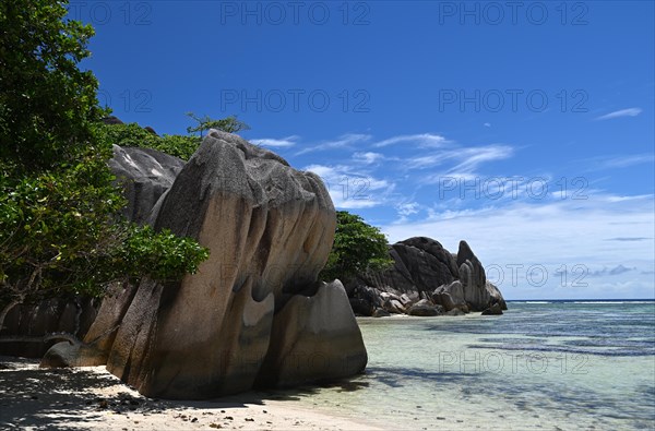 Granite rocks on the beach of Anse Source dArgent