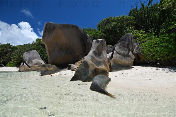 Granite rocks on the beach of Anse Source dArgent