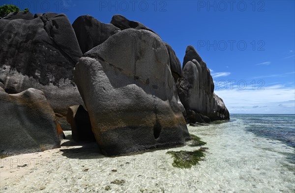 Granite rocks on the beach of Anse Source dArgent