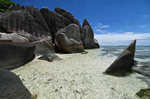 Granite rocks on the beach of Anse Source dArgent