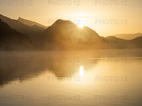 Morning atmosphere at sunrise on Lake Fuschl