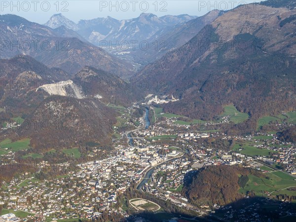 View from the Katrin mountain peak of Bad Ischl
