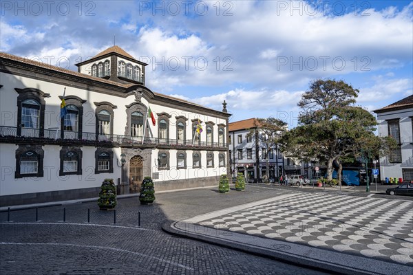 Largo do Municipio Square with mosaic floor and Camara Municipal de Funchal Town Hall