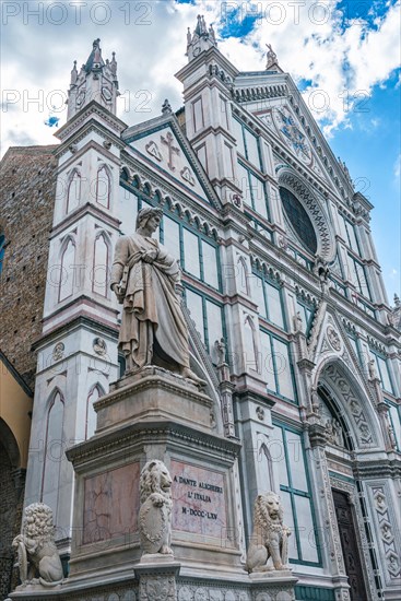 Statue and Monument to Dante Alighieri in Piazza Santa Croce