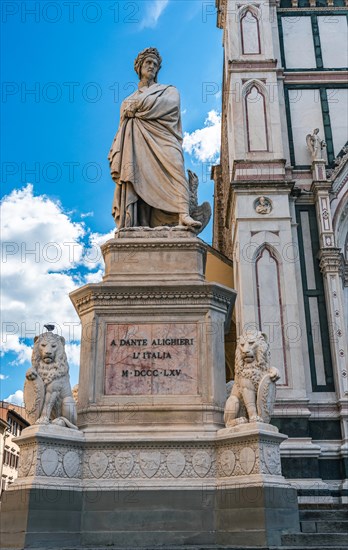 Statue and Monument to Dante Alighieri in Piazza Santa Croce