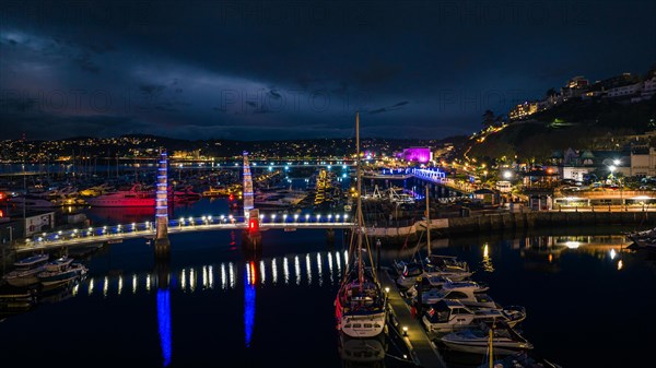 Night over Torquay Marina from a drone