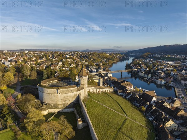 Aerial view of the town of Schaffhausen with the Munot town fortress