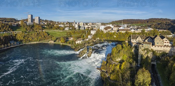 Aerial view of the Rhine Falls with Laufen Castle