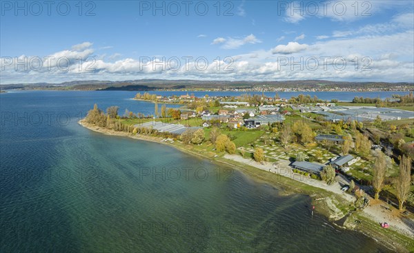 View over Lake Constance with the western part of the island of Reichenau