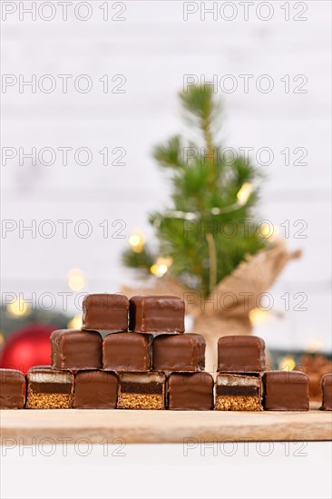 Christmas sweets called 'Dominosteine' consisting of gingerbread