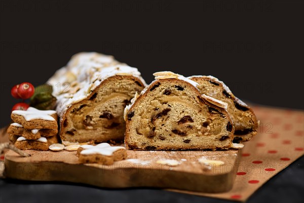 Slices of German Stollen cake