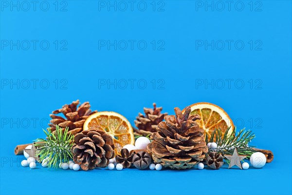 Winter arrangement with seasonal fir cones