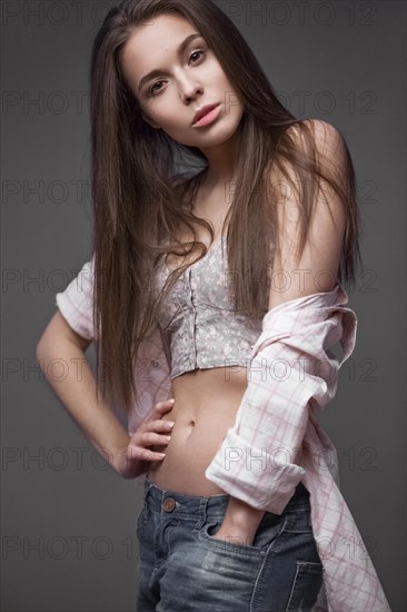 Sexy fashion model with long hair