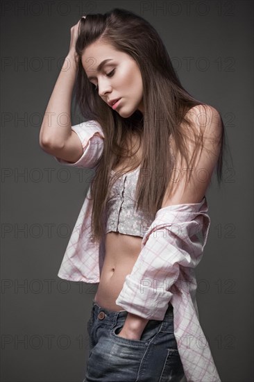 Sexy fashion model with long hair