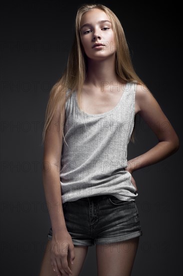 Fashion model with long hair