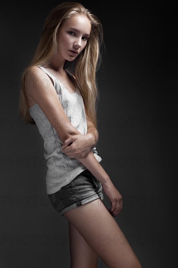 Fashion model with long hair