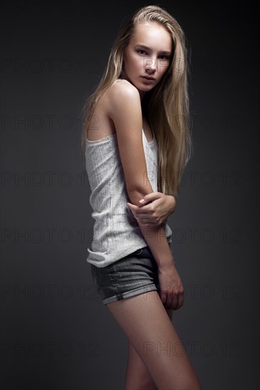 Fashion model with long hair