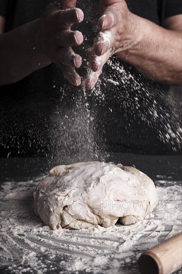 Cooking dough by elderly woman cook hands for homemade pastry bread