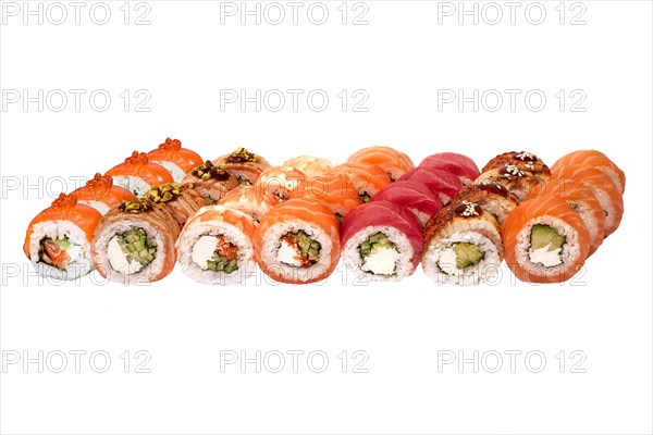 Set of sushi set isolate on a white background. Japanese restaurant menu