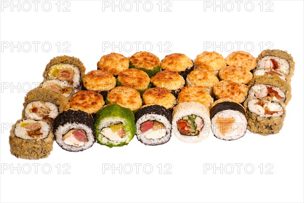 Set of sushi set isolate on a white background. Japanese restaurant menu