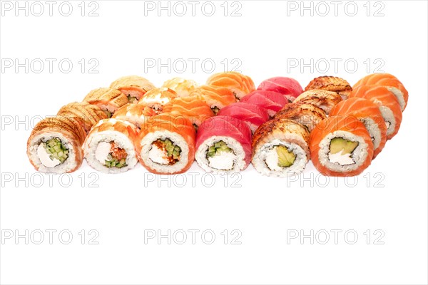 Set of sushi set isolate on a white background. Japanese restaurant menu