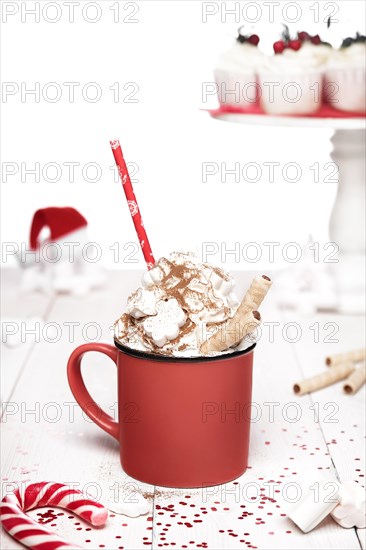 Delicious cocoa with whipped cream