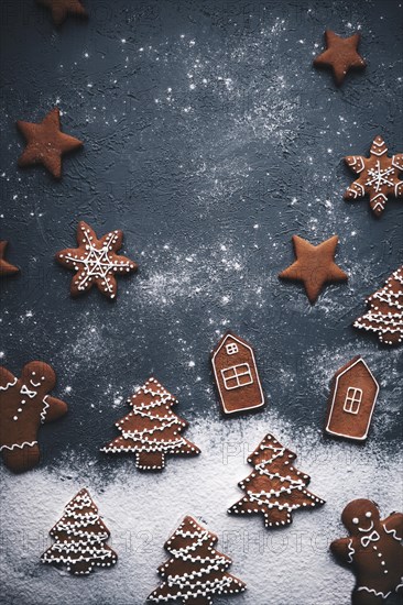 New Year's gingerbread cookie with Christmas accessories