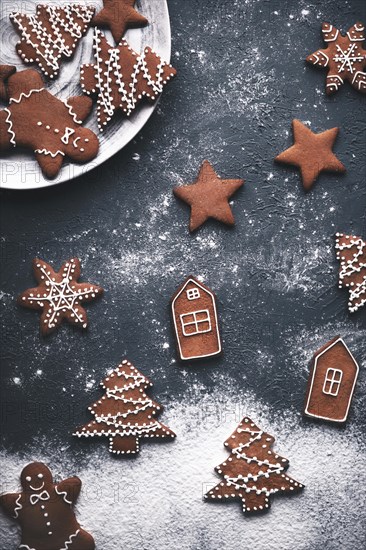 New Year's gingerbread cookie with Christmas accessories