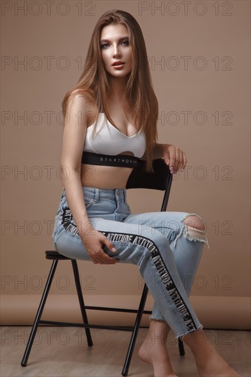 Sexy fashion model with long hair