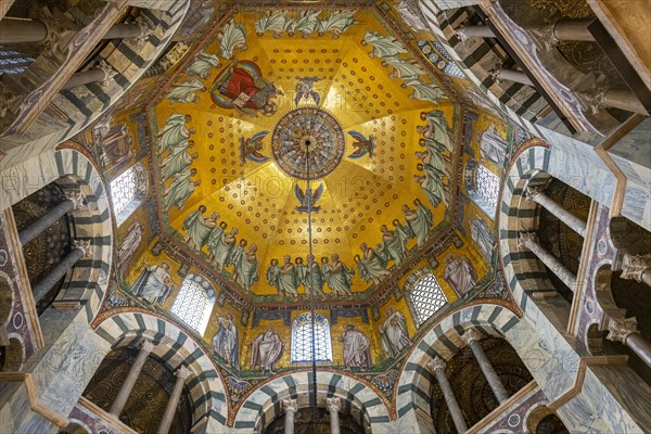 Splendid interior in the Unesco world heritage site the Aachen cathedral