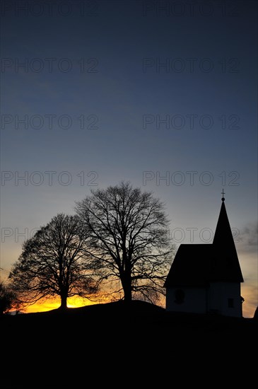 Brother Klaus Chapel on the Hagspiel plateau near Oberstaufen in the evening light