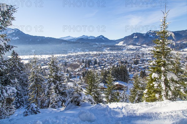 The snow-covered village of Oberstdorf