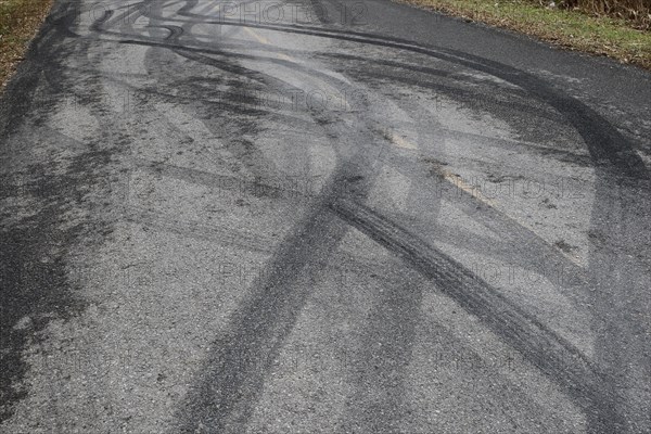 Tire prints on a country road