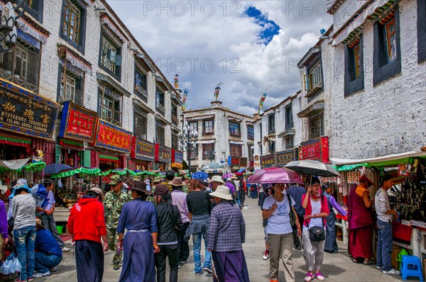 The Barkhor devotional circumambulation for pilgrims and locals