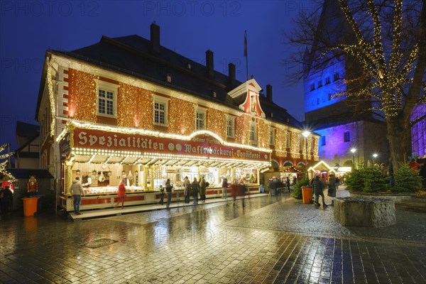 Decorated town hall at Christmas time