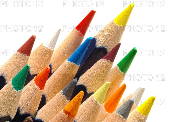 Close-up of crayons against a white background