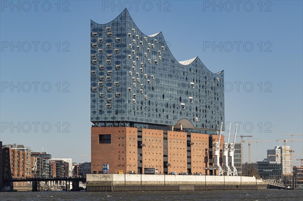 Elbe Philharmonic Hall against a blue sky in the harbour of Hamburg