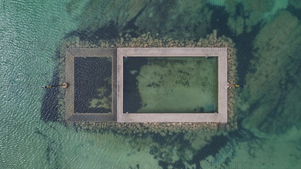 Seawater pool on the beach in Normandy