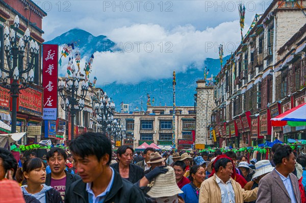 The Barkhor devotional circumambulation for pilgrims and locals