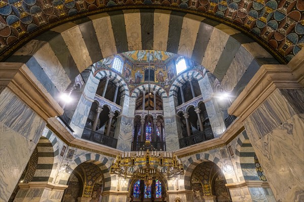 Splendid interior in the Unesco world heritage site the Aachen cathedral