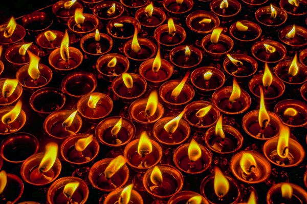 Candles in a tibetan temple