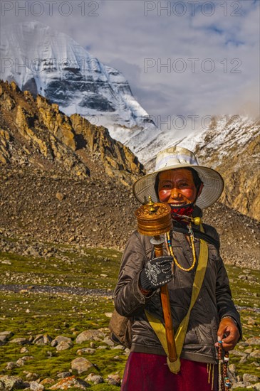 Pilgrim before Mount Kailash