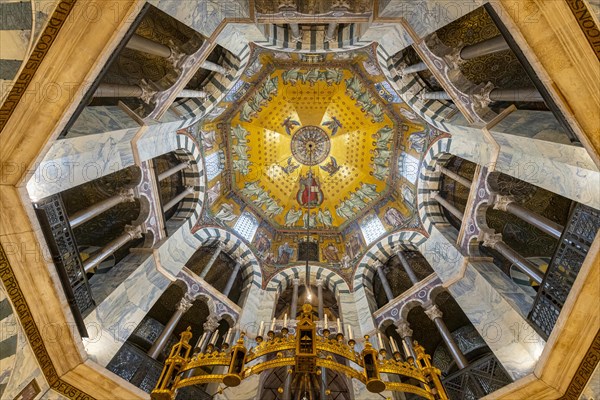 Splendid interior in the Unesco world heritage site the Aachen cathedral